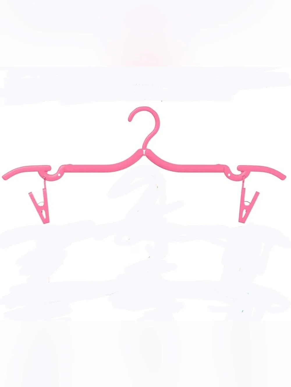 Travel Foldable Pink Plastic Hanger with Clips BNIB
